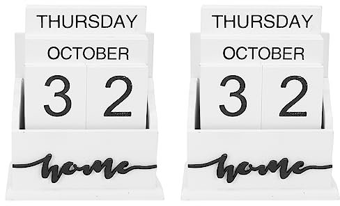 Hlxnyami 2X Muschelschale Schreibtisch Block Kalender Permanent Schreibtisch Kalender Woche Datum Anzeige Hause Büro Dekoration