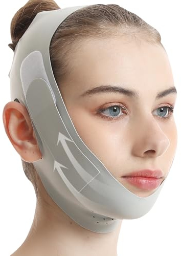 Double Chin Lift Mask, Reusable Double Chin Reducer, Face Mask V-Line for Skin Firming & Tightening, Double Chin & Jawline Lifting, Comfortable & Adjustable Design