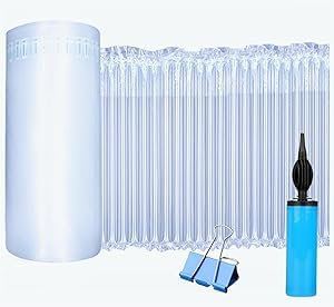 Rouleau de film de rembourrage à bulles – Matériau d'emballage gonflable, grand rouleau à bulles avec pompe gratuite, grand coussin d'air pour protection de bouteille robuste, fournitures d'expédition