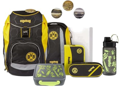 ergobag Pack Fußball Edition Schulrucksack Set inkl. Lunchset (Borussia Dortmund)