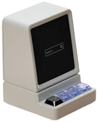 Phone Holder, Wireless Speaker Stand, Retro Computer Design, Built-In RGB Light, Compact Cool Tech Gadget for Desk, Office, and Living Room Display, 2.8x2.95x3.78 Inches