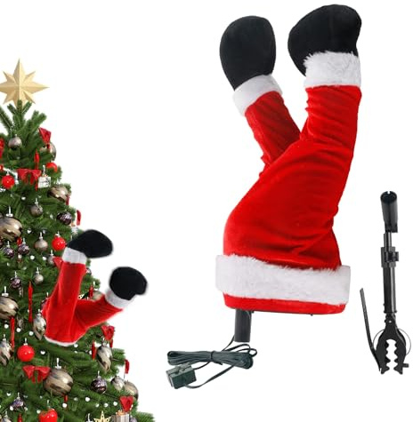 Animierte Weihnachtsmann Beine Dekoration,13 Zoll Lange Elf Beine Ausgestopft Plüsch,Strampelnde Weihnachtself Beine,Zum Aufhängen am Weihnachtsbaum für Innen & Outdoor Weihnachtsdekoration(Rot)