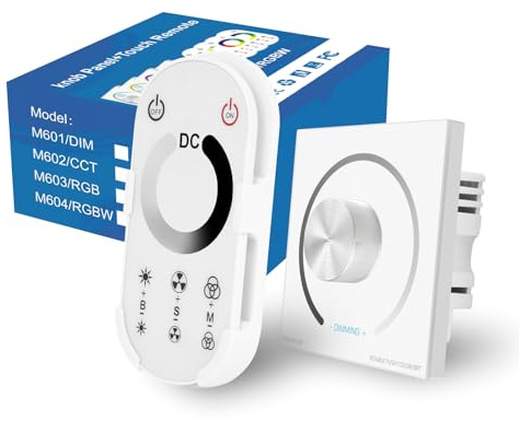 HNCY LED Dimmer Schalter mit Fernbedienung, 12V/24V Dimmer für LED Lampen, Drehdimmer Stufenloses Dimmen, Dimmschalter für Dimmbare LEDs Lampen, Glühlampe und Halogenlampe (DIM)