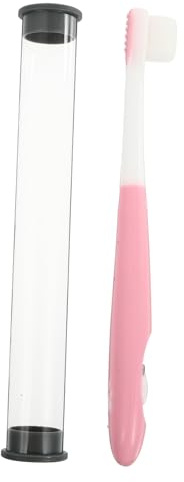 HEMOTON Kids Soft Bristle Toothbrush for Ages 2-12, Panda Design Manual Brush with Pink Handle and Storage Bucket, Gentle Cleaning Oral Care for Children