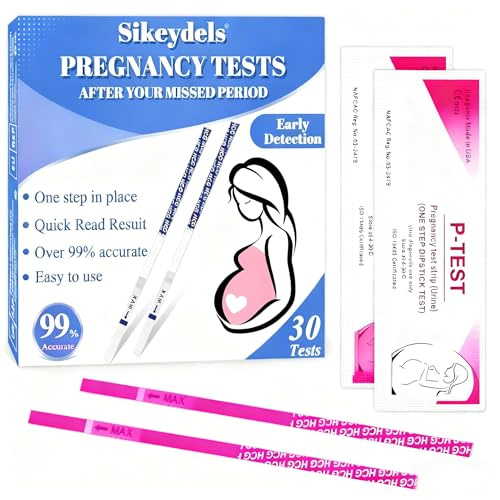 30 x Test di Gravidanza Precoce,Pregnancy Test,Test Gravidanza 10mIU/ml,Risultati Affidabili e Veloci,rosso rosa