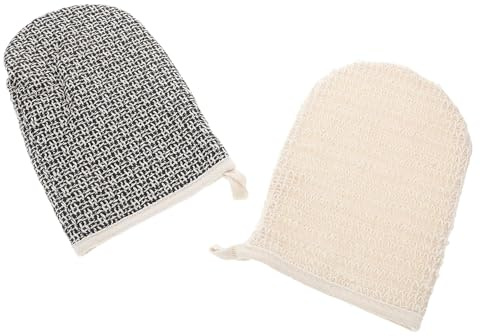 TOPBATHY 2 Stück Doppelseitige Sisal Peelinghandschuhe Waschhandschuh für Dusche und Bad Ganzkörper peeling Massagehandschuhe zur Hauterneuerung und Durchblutungsförderung für Damen und