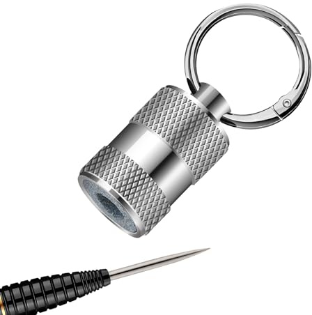 HUANQU Dart Anspitzer Schlüsselanhänger, Dart Schleifstein für Dartpfeile Steeldart Spitzen, Tragbarer Dart Schärfer & Dartspitzen Schleifer, Profi Dart Zubehör für präzise Würfe