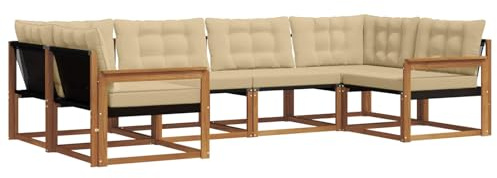 vidaXL Outdoor-Sofagarnitur 6 STK. Natur und Beige