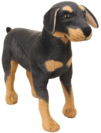Herfair Dobermann Kuscheltier, Realistischer Plüschhund, Weicher Stofftier Welpe Plüsch zum Kuscheln & Spielen, Hund Plushie Geschenk für Kinder (27 cm)