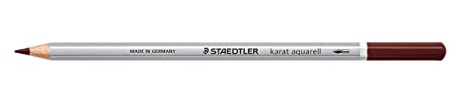 STAEDTLER aquarell Buntstifte karat aquarell, van dyke braun, wasservermalbare, weiche, farbintensive Mine, unterschiedliche Trocken- und Nasstechniken, 6 Aquarellstifte im Kartonetui, 125-76