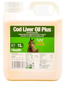 NAF Cod Liver Oil 1L – Natural Source of Omega 3 for Horses – Supports Joint Health, Coat Condition & Vitality – Promotes Skin Softness & Glossy Shine – Non-Heating Energy Source