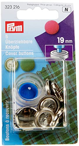 Prym Schaltfläche „Stoffbezug“, Metal, Silber/Schwarz, 19 mm Stärke
