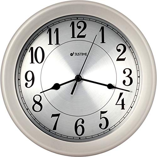 JUSTIME 8.5 Inch Water Resistant Wall Clock, Silent Non-Ticking, Wall Clocks Battery Operated, Modern Analog Clock for Living Room, Office, Bathroom, Bedroom, Kitchen, RVs, Boats