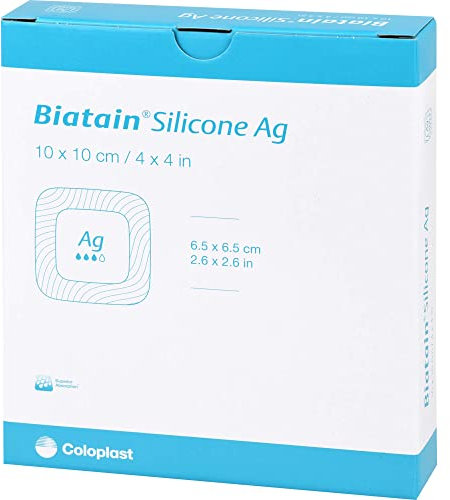 BIATAIN Silicone Ag Schaumverband 10x10 cm 5 St