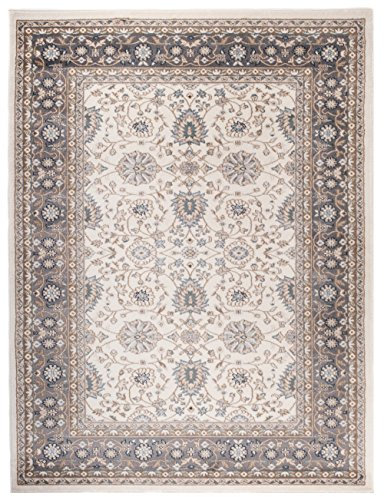 Traditioneller Klassischer Teppich für Ihre Wohnzimmer - Creme Anthrazit Schwarz - Perser Orientalisches Ziegler Nain Muster - Blumen Ornamente - Top Qualität Pflegeleicht AYLA 250 x 350 cm Groß
