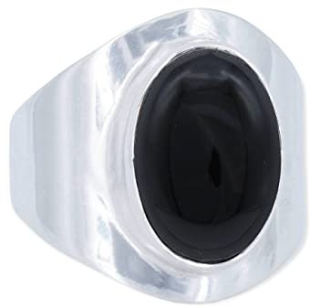 mantraroma Silber Ring Damen 925 Onyx Edelstein schwarz schlicht groß modern