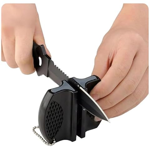Aiguiseur de couteaux en céramique Pocket noir, 7,5 cm x 5,8 cm x 2,5 cm, résultat parfait sans connaissance préalable grâce aux plumes en céramique (BLACK)