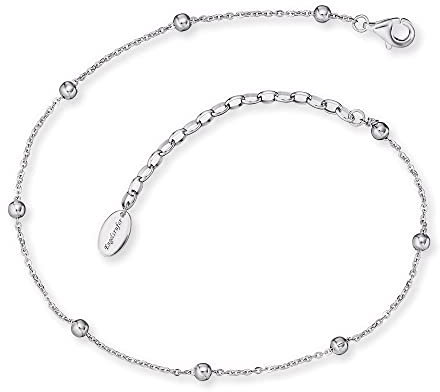 Engelsrufer Fußkettchen Little Moon mit Silberkügelchen für Damen, 925er Sterlingsilber rhodiniert, verstellbare Länge, nickelfrei, Allergiker geeignet