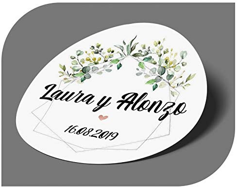 CrisPhy Personalisierbare Aufkleber für Hochzeit, mit Namen und Datum, Aufkleber für Einladungen, Hochzeit, Taufe, Verlobung, Geburtstag, Party, Weihnachten, Vintage, Stempel