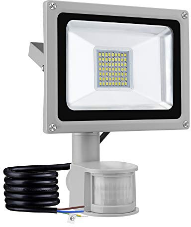 papasbox 30W Außenstrahler mit Bewegungsmelder, 3000 LM LED Strahler, 6000K Kaltweiß Superhell Fluter, IP65 Wasserdicht Scheinwerfer für Garten,Garage, Innenhöfe,Hotel