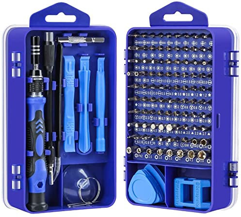 STARVAST Kit Tournevis de Précision Magnétique 115 en 1, Portable Mini Tournevis Outils de Réparation pour Demontage PC Portable, Smartphone, Montre, Lunettes, Ordinateur (Blue)