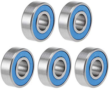 sourcing map 5 Stück Kugellager Rillenkugellager Doppelt Abgedichtete 696-2RS 6mm x 15mm x 5mm Blau Abdeckung Chromstahl P6 (ABEC3) Bearing Rollenlager für 3D Drucker
