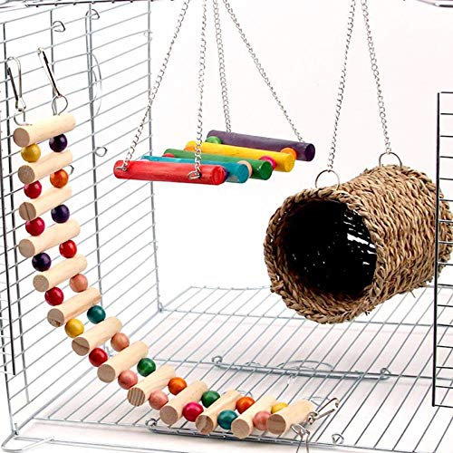 YITON Leitern Für Vogelkäfige 3St Set Papageienkäfig Spielzeug Eichhörnchen Hamster Eichhörnchen Hängematte Vogelnest Schaukelleiter 1Set