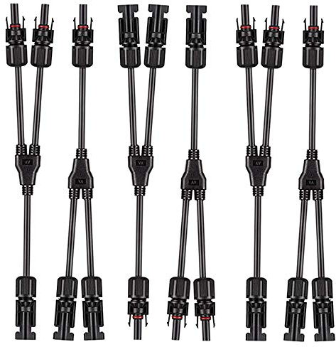 Aiqeer 3 Paar Solarpanel Kabelverbinder, Solar Photovoltaik Steckverbinder Y Abzweigverbinder MFF/FMM (Schwarz)