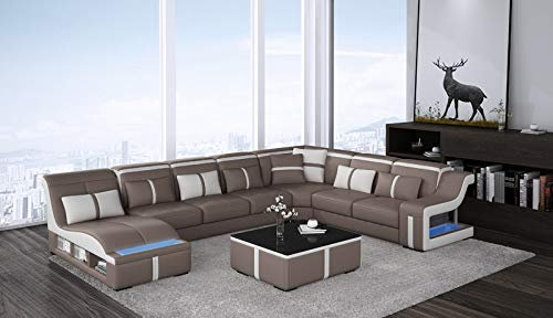 JVmoebel Ledersofa Couch Wohnlandschaft Ecksofa Garnitur Design Modern Sofa U-Form G8047
