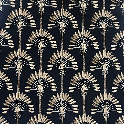 Arthouse | Palm Palace Black & Gold Wallpaper | Luxurious Exotic Wallpaper | Vintage Caribbean Style | Metallic Gold Palms on Bold Black Background | Paste The Paper Application | 1005 x 53cm