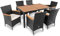 di volio Polyrattan Sitzgruppe Verona - Lounge Gartenmöbel-Set für Garten oder Terrasse, Tisch mit Tischplatte aus Akazienholz + 6 Stühle - Lounge-Set in Rattan-Optik