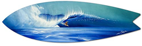 DECLINA Surfboard Deko Funny Waves Dekoratives Surfbrett, Druck auf Alu-Dibond, Wanddekoration, 100 x 30 cm