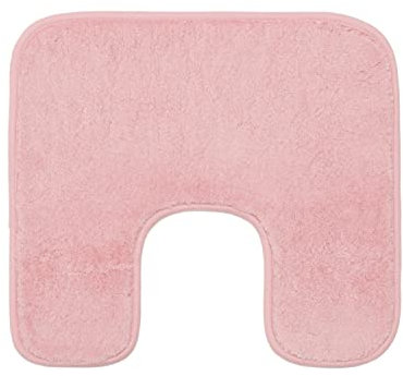 Gözze - Premium Rutschfester Badteppich mit Ausschnitt, RIO, 100% Microfaser, Ideal als WC-Vorlage für Standtoilette, 50 x 45 cm - Altrosa