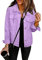 shownicer Femme Veste en Jean Vintage Coloré Blouson en Jean Mi-Saison Manches Longues Violet M