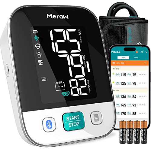 Meraw Bluetooth Blood Pressure Machine, 2022 Upgrade FSA HSA Approved High Accuracy Blood Pressure Cuff Arm 8.7-16.5' with Irregular Heartbeat Monitoring, Unlimited Memories in APP (Meraw Cedar)