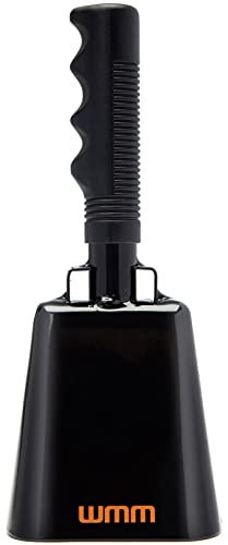 25,4 cm Kuhglocke Glocke Geräuschmacher Kuhglocke für Sportveranstaltungen Cheering Bell für Fußballspiele Große Stahl Cowbell mit Griff Solide Schulglocken Anrufglocke Alarm (Schwarz)