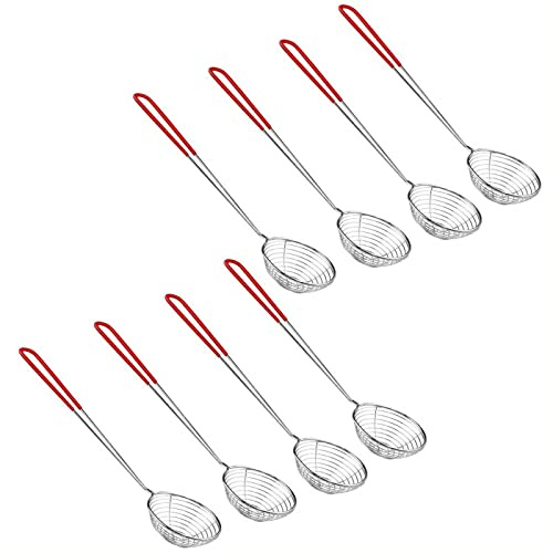 8 StüCk Fondue Sieb Edelstahl KüChensieb Mit Griffen Feinmaschig KüChensieb SchöPflöFfel Sieb FüR Garen GemüSe Pilzen