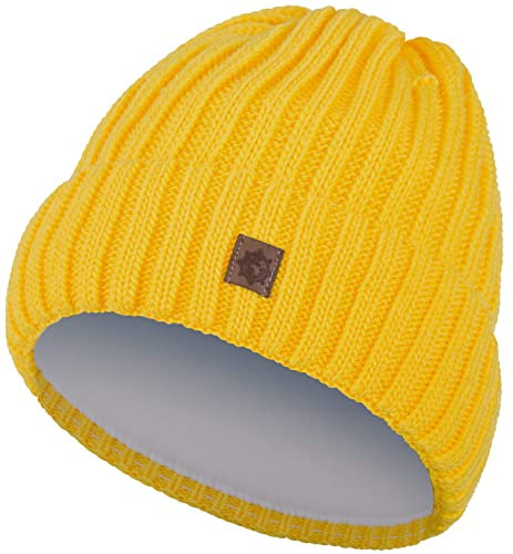 Compagno Kindermütze Wintermütze Mädchen Jungen 2-10 Jahre Beanie Strickmütze 105, Farbe:Gelb