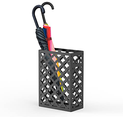Mango Steam Trellis Umbrella Holder Stand for Home or Office Entryways ( Black, Square)