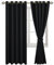 JIUZHEN Gardinen Blickdicht Vorhang mit Raffhalter Verdunklungsvorhänge Ösen Thermovorhang Kälteschutz Gardinen Wohnzimmer Ösenschal Vorhang Wärmeisolierend, Schwarz, 2 Stück, 228x167cm(HxB)