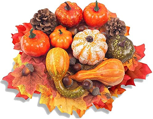 Herbstdeko KüRbis Mini KüRbisse Deko Set Halloween KüNstliche ZierküRbis Deko Herbst Tisch Pumpkin FüR Thanksgiving Deko