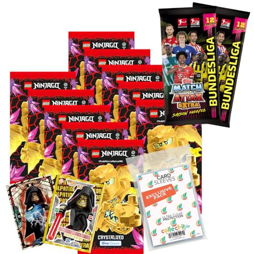 Bundle mit Blue Ocean Lego Ninjago Trading Cards - 10 Booster + Exklusive Collect-it Hüllen (Ninjago Serie 8 (2023) - 10 Booster)