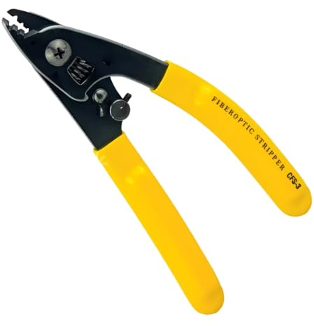 FIBAsource Fiber Optic Stripper – Three-Hole Pigtail Pliers for 125μm & 250μm Coating, Precision Tool for FTTH/FTTP/CATV Cable Stripping, Ergonomic Grip, 165mm