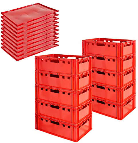 Kingpower - Caja para carnicería, E2, con tapa, 60 x 40 cm, color rojo