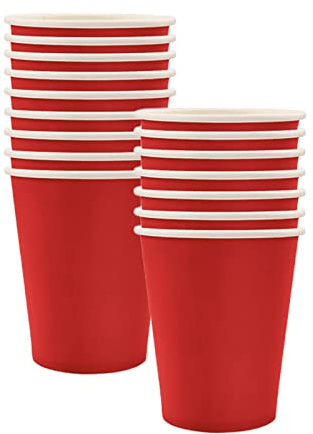 Mienocol 32pcs Red Paper Cups,9oz Disposable Tableware Party Cups Solid Colour Paper Cups Party Drinking Cups for Birthday,Wedding,Picnic, BBQ,Bar,Restaurant and Party Supplies Table Decorations