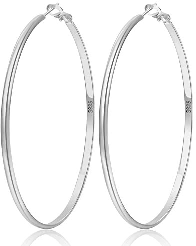 LOUMILEO Creolen Silber 925 Groß Silber Creolen Hypoallergen Silber Creolen für Damen Leicht Große Creolen Ohrringe Silber 925 Creolen für Damen (65mm)