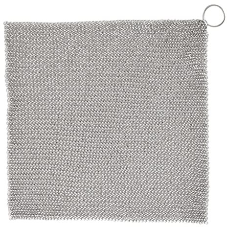 20x20 cm Cast Iron Cleaner, Non-Scratch Stainless Steel Scourer, Nonstick Oil Chainmail Scrubber for Kitchen Pans Pot Griddles Skillets Cookware