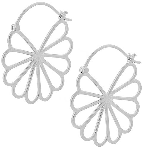 Pernille Corydon Creolen Damen Silber Large Bellis Earrings/Creol Ohrringe 925 Silber Blume groß/florales Gänseblümchen Design - 30mm - E328s