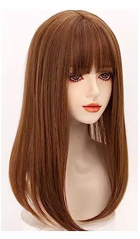 SAFWEL Unsichtbare Echthaar-Topper für Frauen, Clip-in-Topper mit Pony, Fransen, glattes Haar für Haarvolumen, täglicher Gebrauch (Rot, 50 cm)