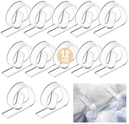 Devenirriche 12 Stück Tischdeckenklammern, Tischklammern Kunststoff Tischdecke Clips Klare Tischdeckenhalter Tischdecke Tuch Klemmen Halter für drinnen und draußen Tische, 4.6x3.5x1.2cm